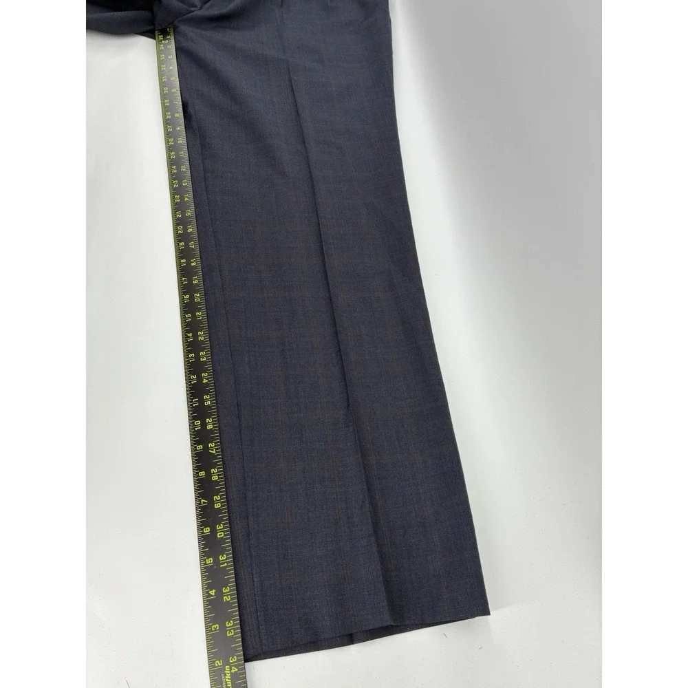 Jack Victor Super 110s Wool Suit Size 48XL Gray Windowpane Pleated Cuffs 42X34